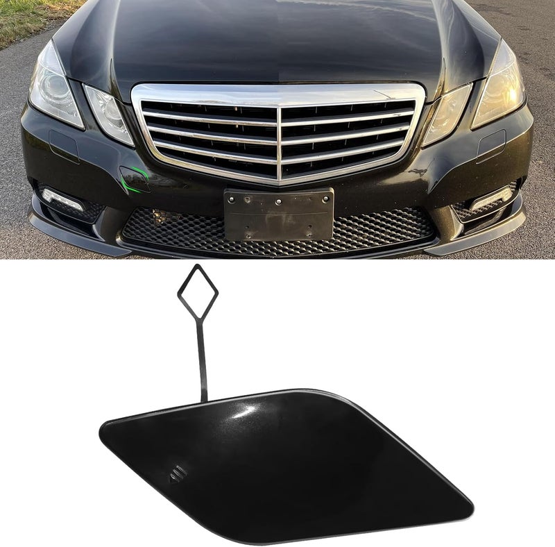 APESER Compatible with 2010-2013 Mercedes Benz Tow Hook Cover for E-Class W212 E300 E350 E400 E550 A2128850126(Black,Right Passenger Side),Front Bumper Towing Eye Cap - Image 1